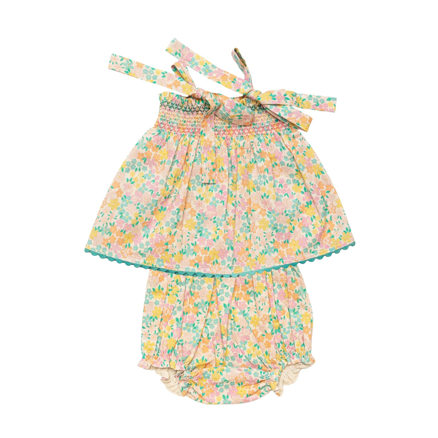 Early Sunday Didi Baby Smock Top & Bloomers Emma Floral Mint