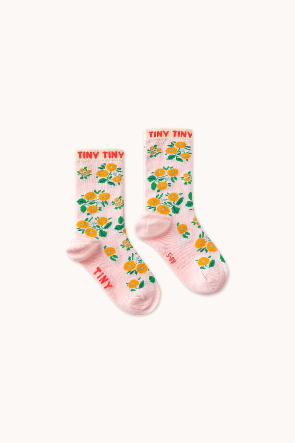 Tiny Cottons Flowers Medium Socks Pastel Pink