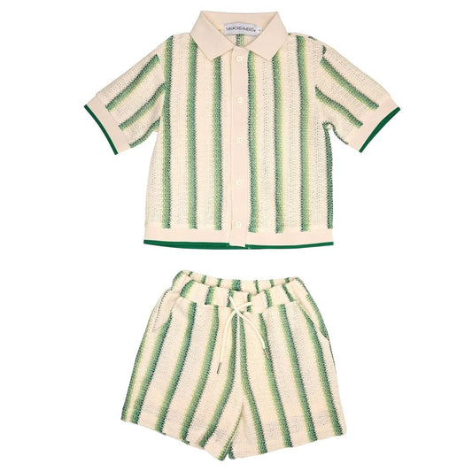 Mini Dreamers Julian Crochet Button Down and Shorts Set