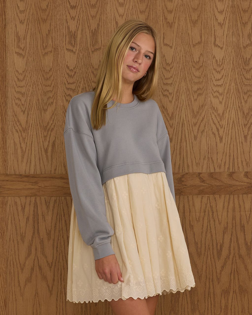 Rylee + Cru Teen’s Sweatshirt Dress Dusty Blue