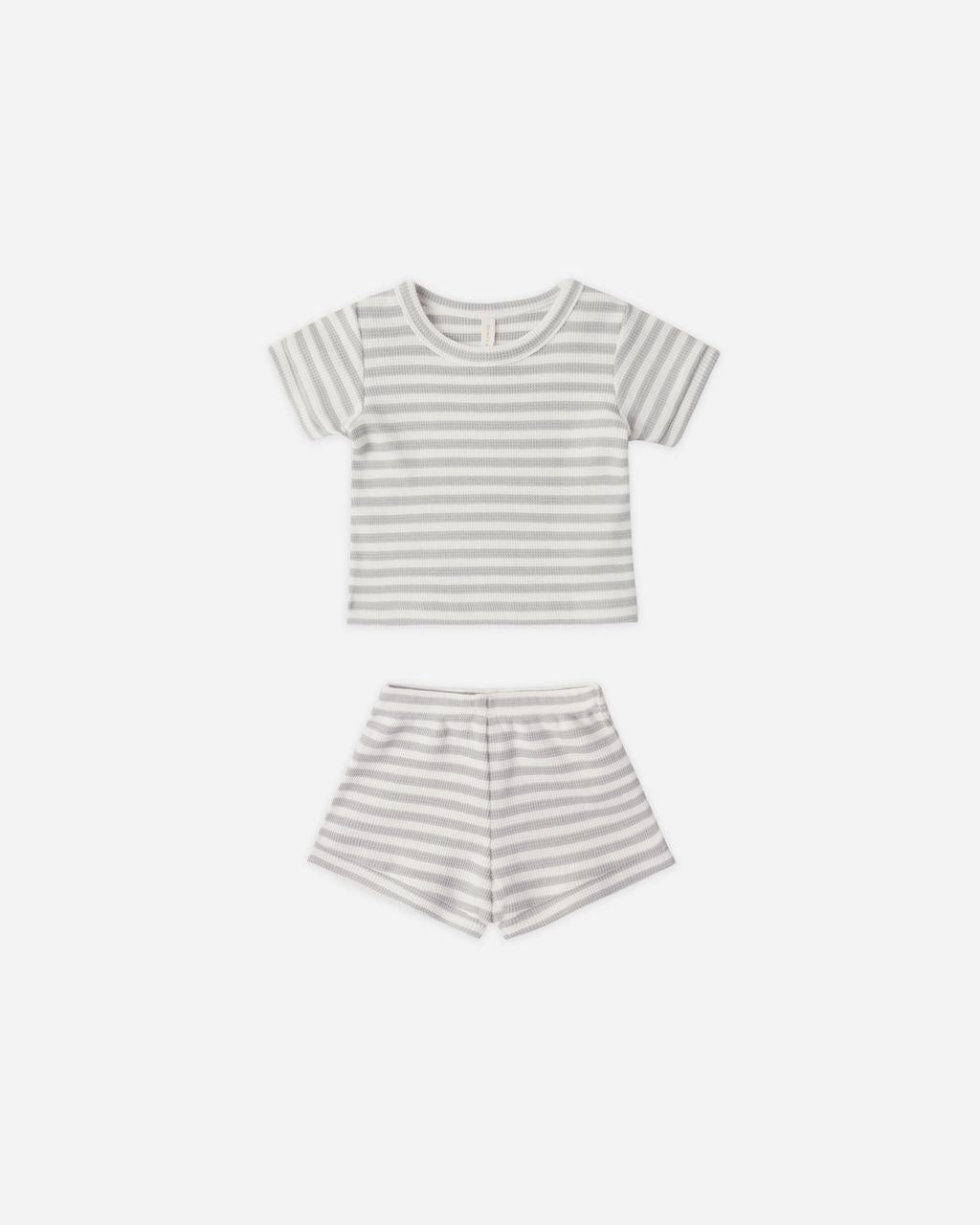 Quincy Mae Waffle Shortie Set Sage Stripe