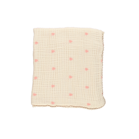 Bebe Organic Snuggle Blanket Pink Heart Muslin