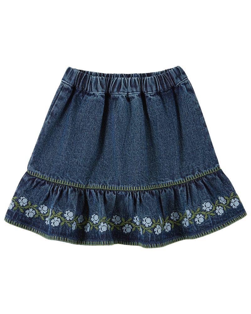 Emile & Ida Embroidered Denim Skirt