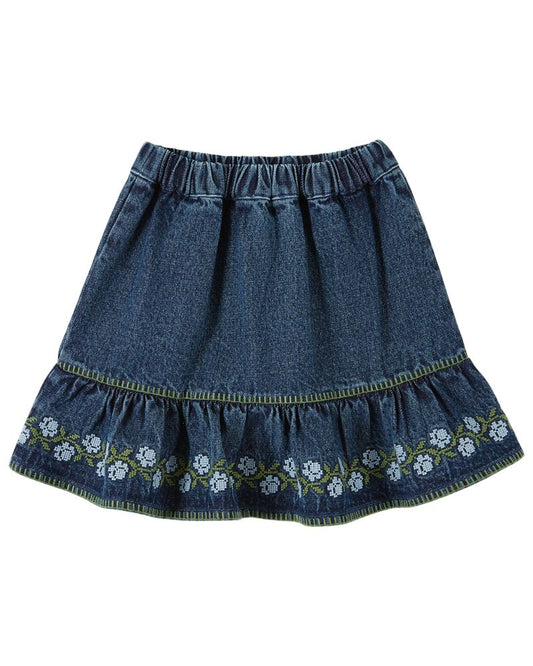 Emile & Ida Embroidered Denim Skirt
