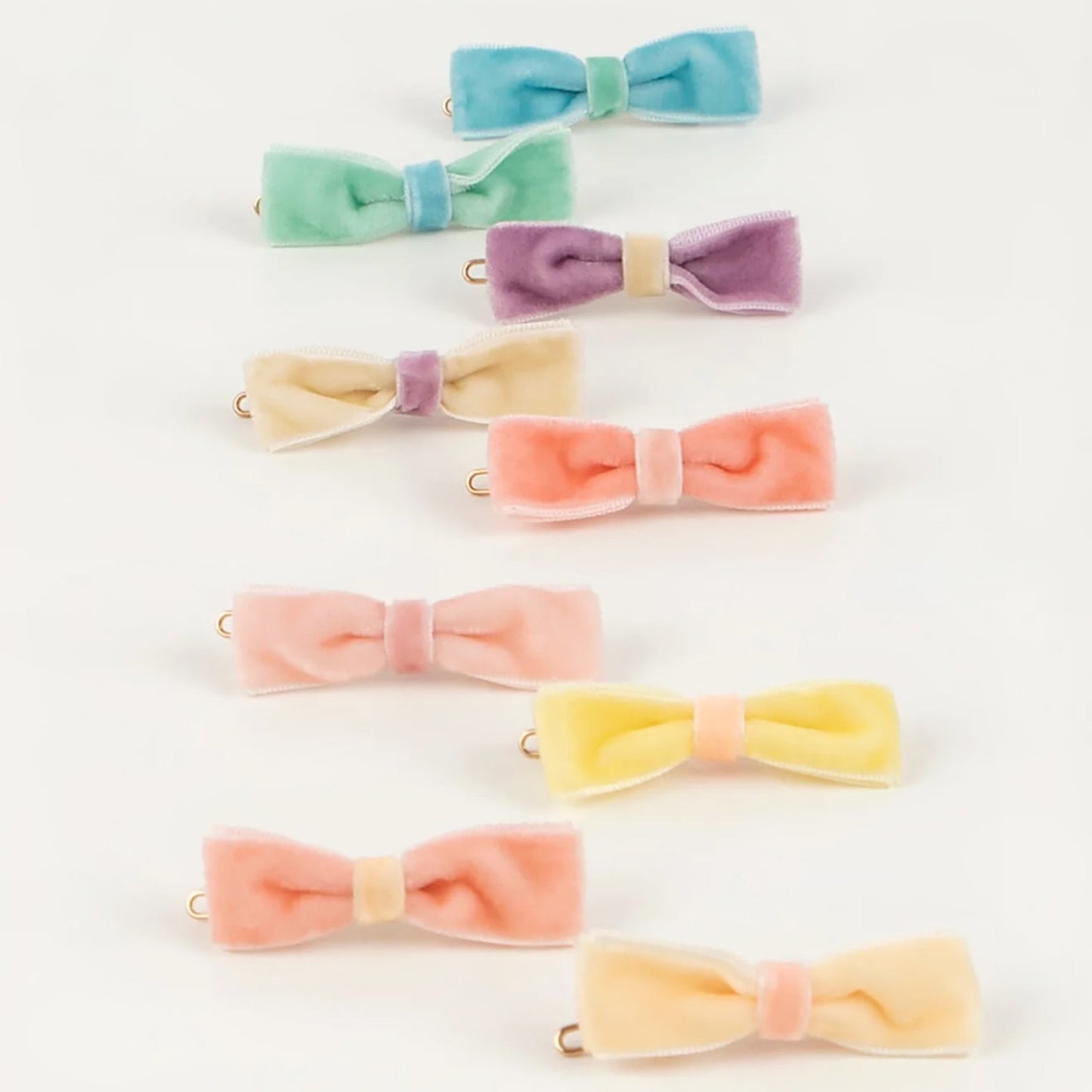 Meri Meri Pastel Velvet Mini Bow Clips