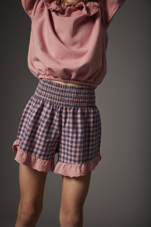 My Little Cozmo Gingham Flannel Shorts Rose Tea