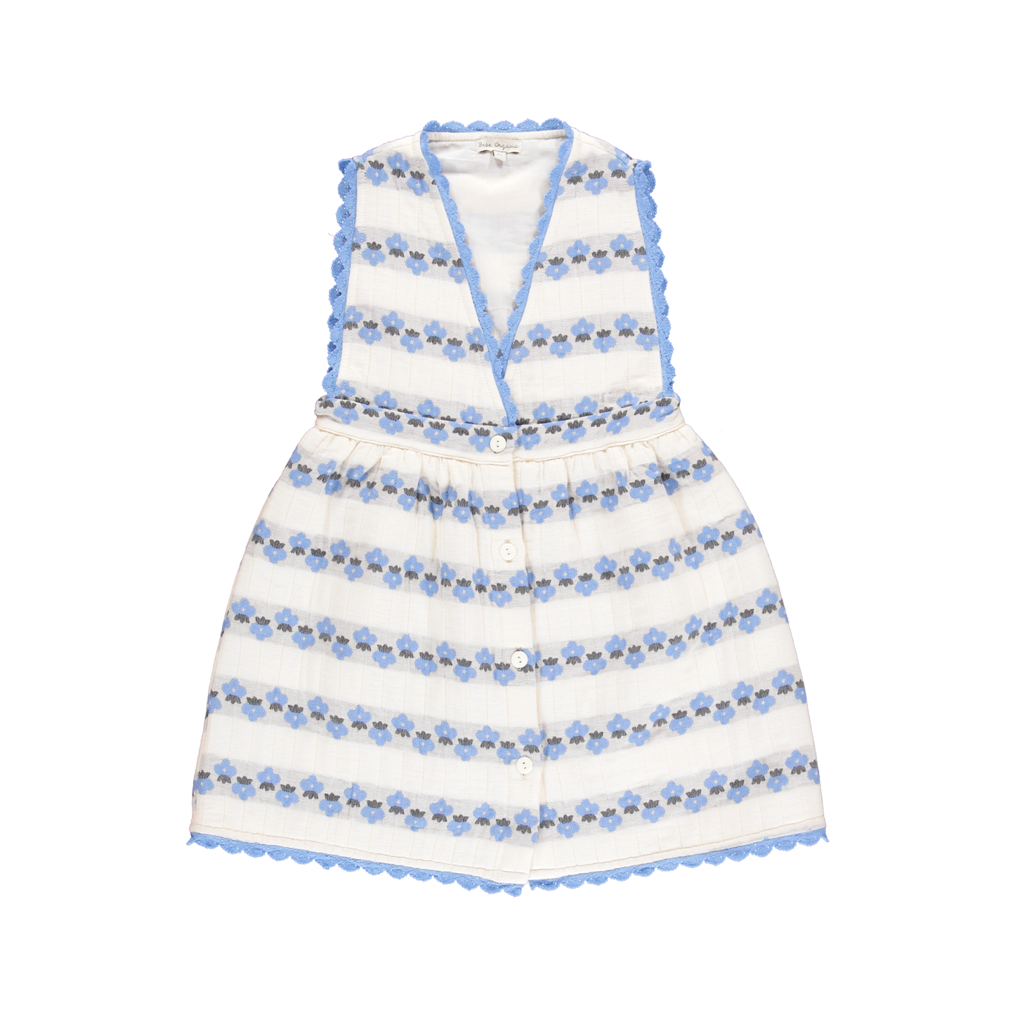 Bebe Organic Scilla Apron Dress Flower Stripe