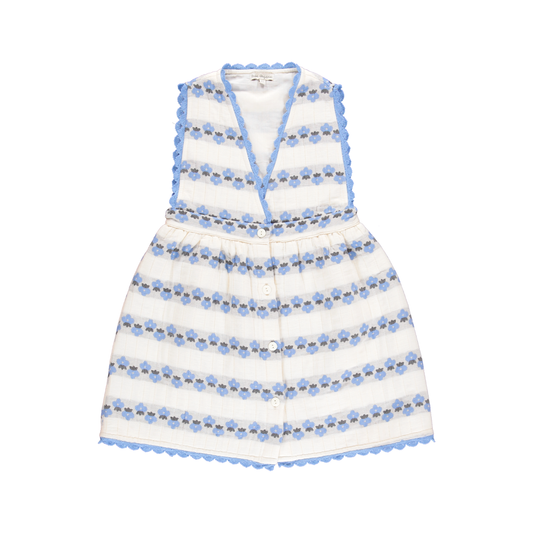 Bebe Organic Scilla Apron Dress Flower Stripe