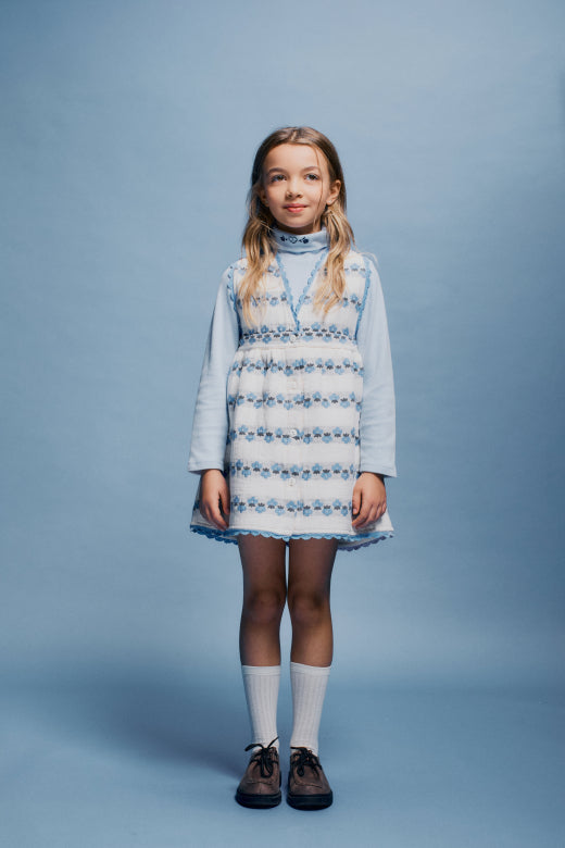 Bebe Organic Scilla Apron Dress Flower Stripe