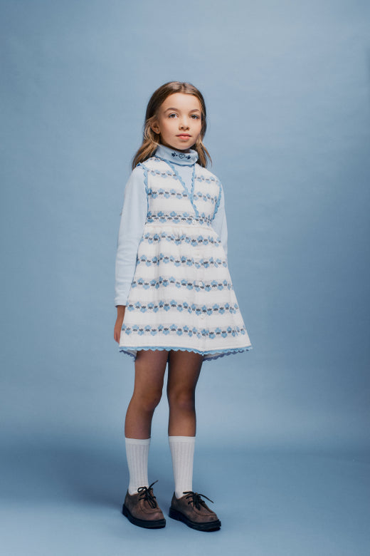 Bebe Organic Scilla Apron Dress Flower Stripe
