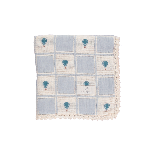 Bebe Organic Balloon Blanket Blue Balloon Patchwork