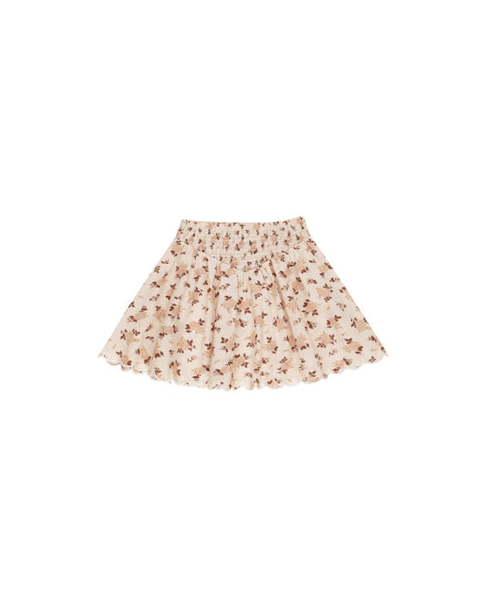 Rylee + Cru Smocked V Mini Skirt Harvest Rose