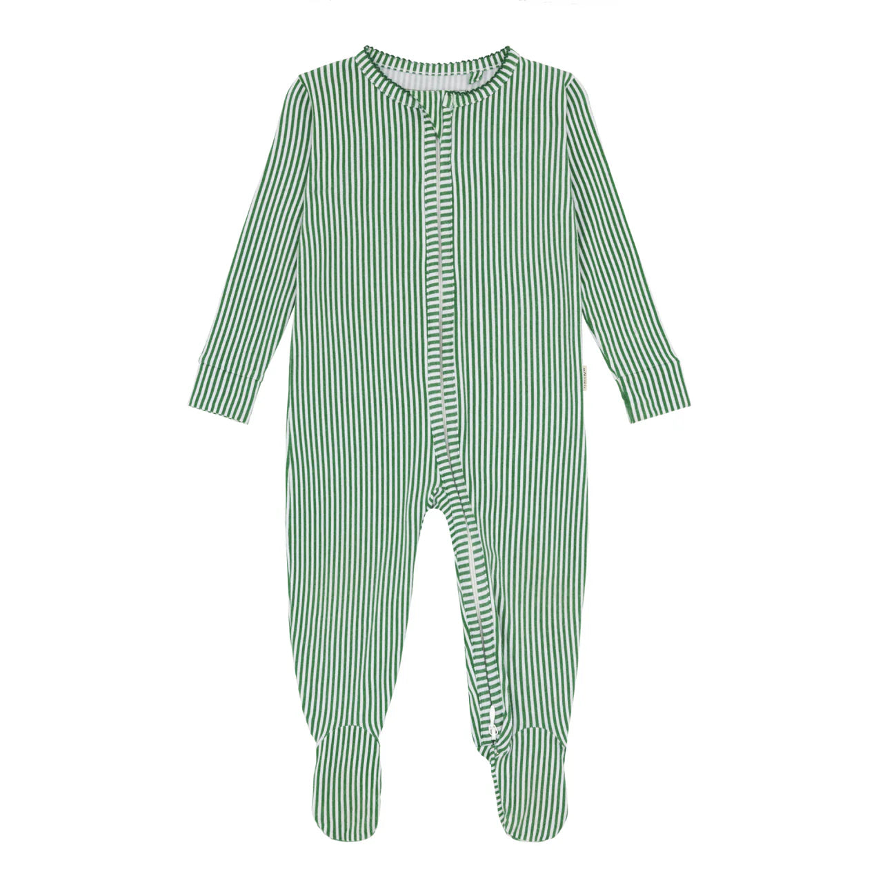 Minnow Baby Hunter Green Stripe Pima Footie