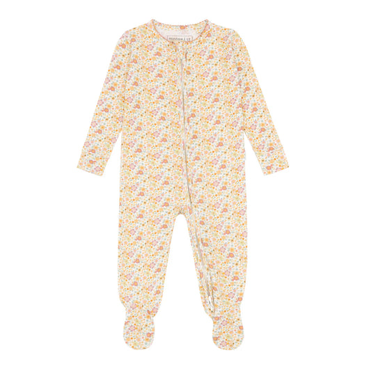 Minnow Baby Marigold Floral Pima Footie