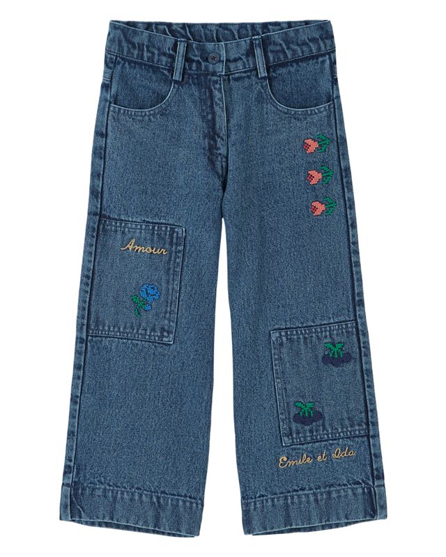 Emile & Ida Denim Embroidered Trousers