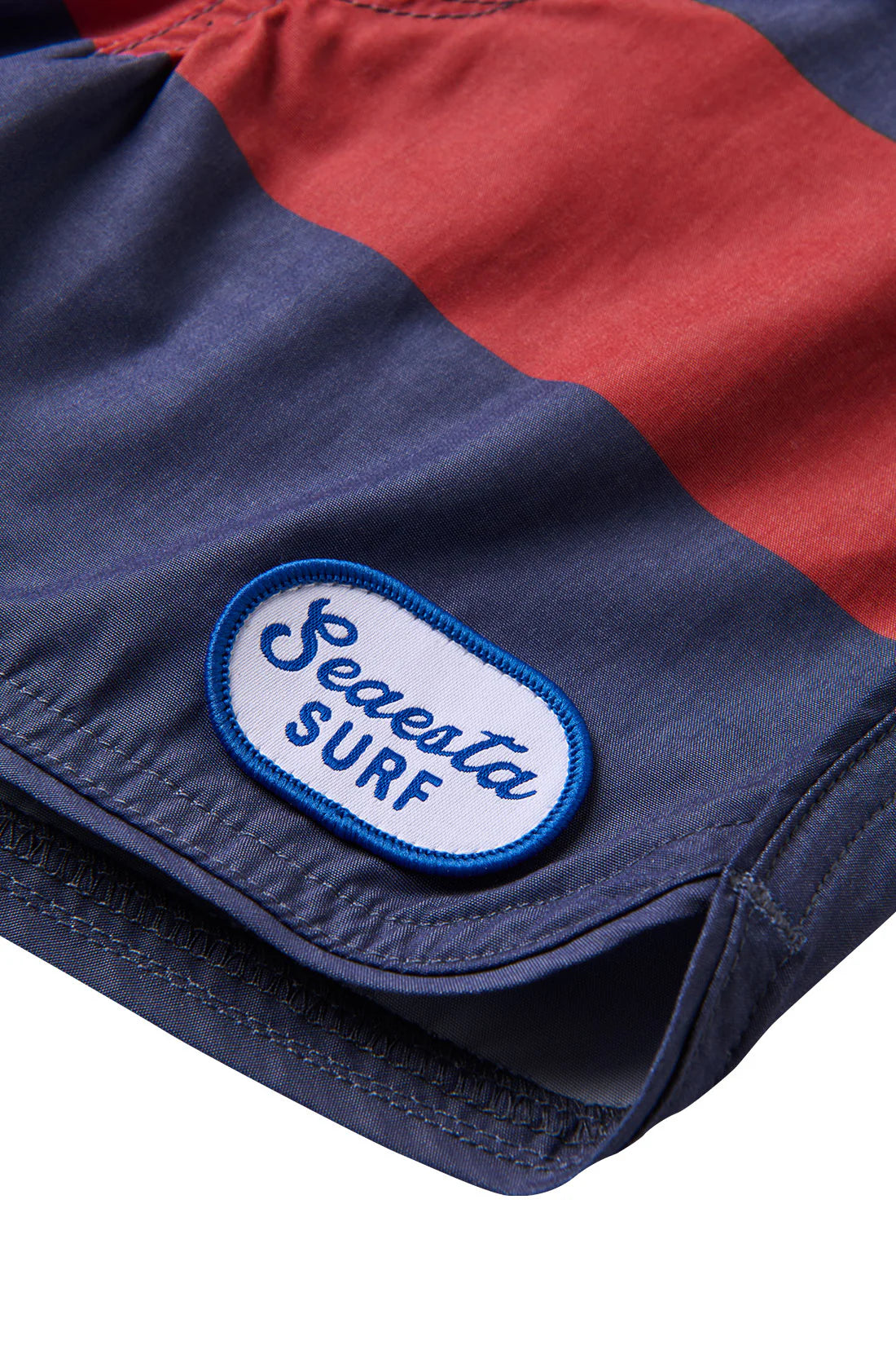 Seaesta Surf Scallop Retro Flare Boardshort - Strand Patch Navy Blue and Red