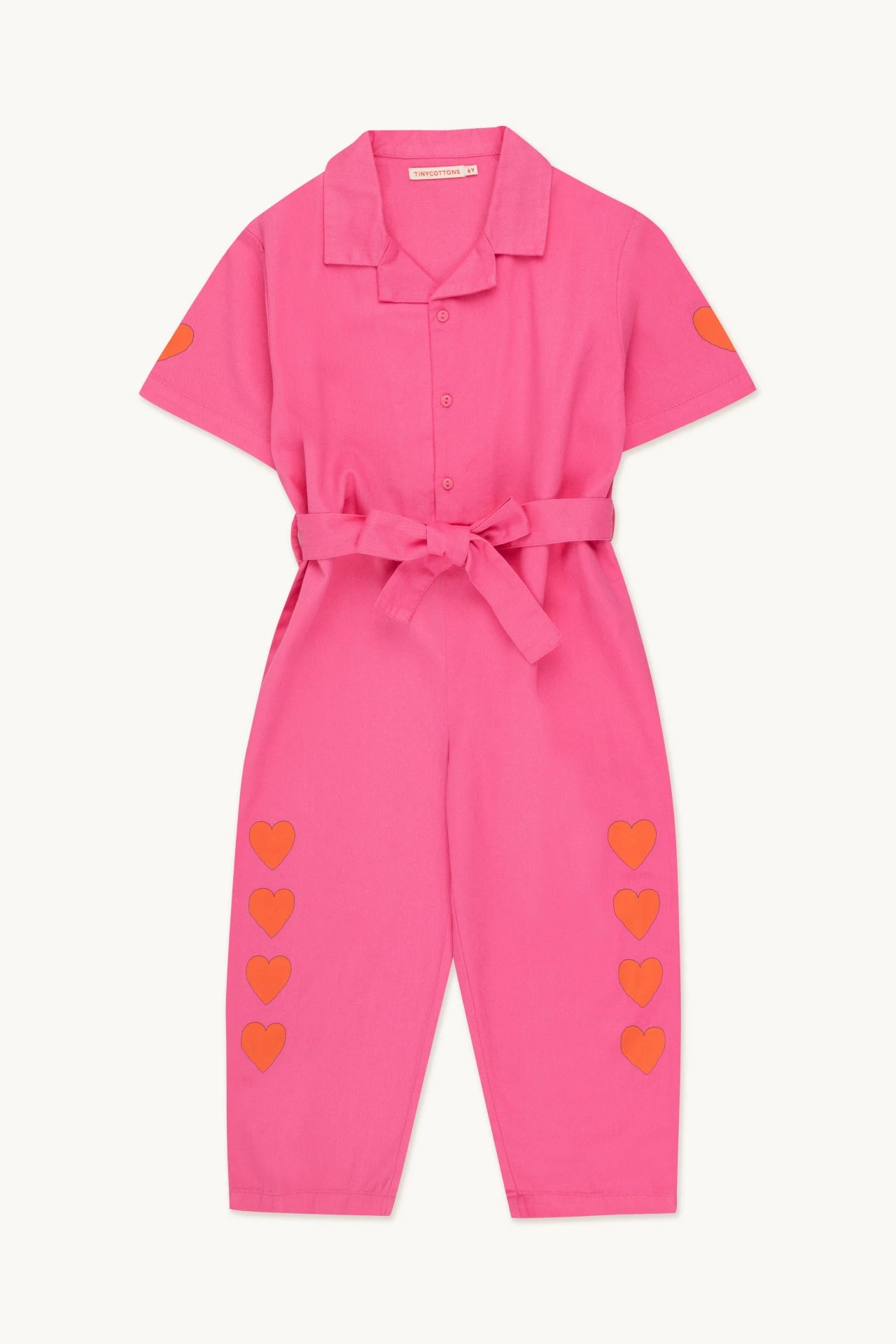 Tiny Cottons Hearts Jumpsuit in Dark Pink