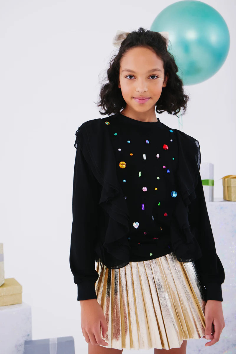 Lola and the Boys Ruffle Rainbow Gem Shirt