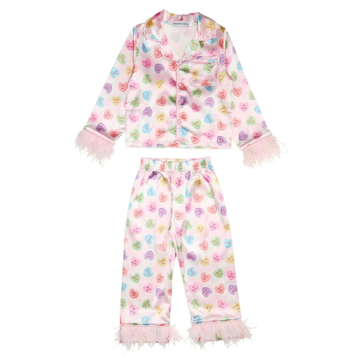 Mini Dreamers Sweetheart Feather Trim Silky Set