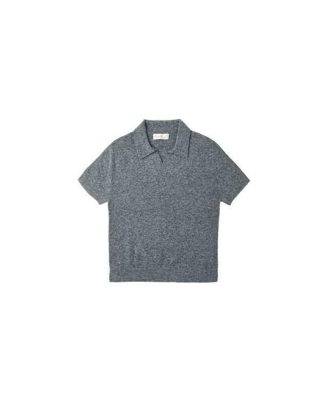 Rylee + Cru Knit Polo Heathered Grey