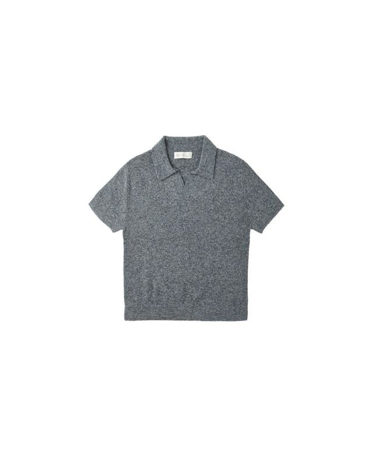 Rylee + Cru Knit Polo Heathered Grey