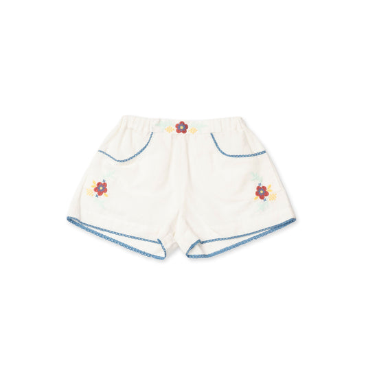 Lali Kids Begonia Shorts in Almond Embroidery