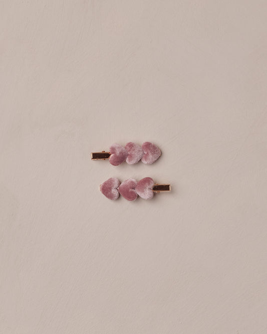 Noralee Velvet Heart Clips Raspberry