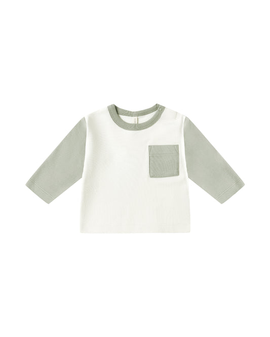 Quincy Mae Long Sleeve Raglan Tee Fern