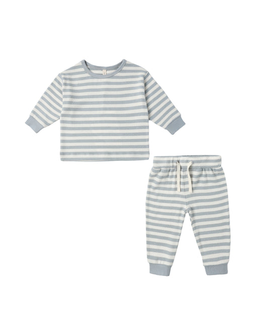 Quincy Mae Cozy Set Blue Stripe