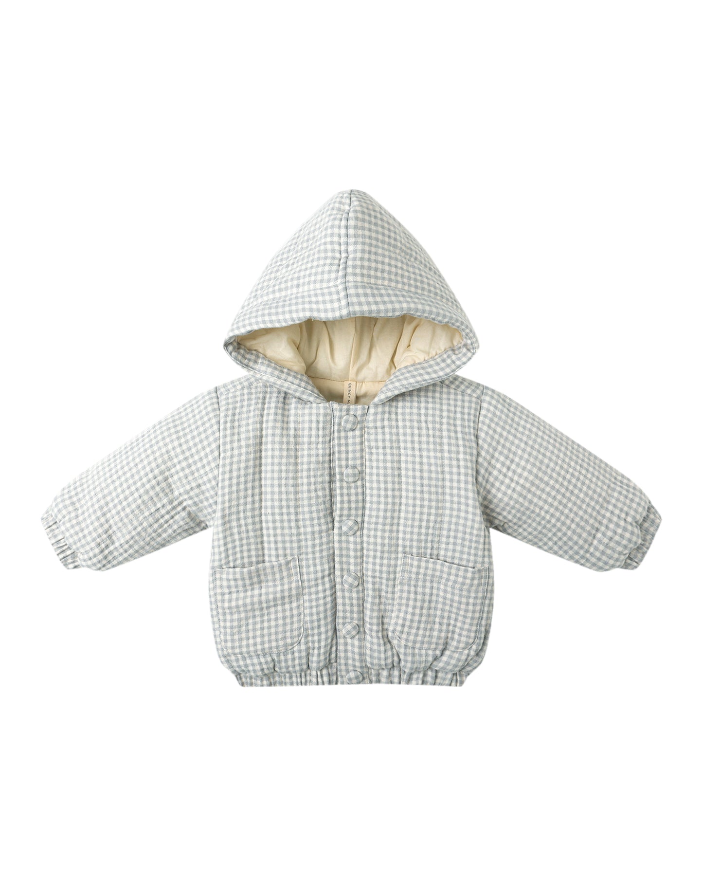 Quincy Mae Hooded Woven Jacket Blue Gingham