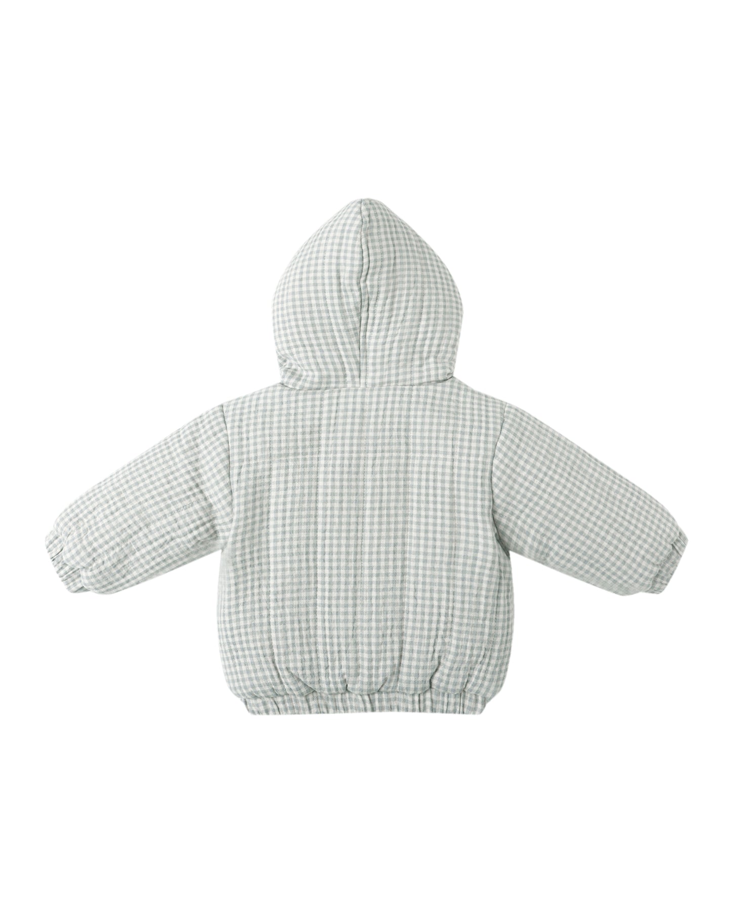 Quincy Mae Hooded Woven Jacket Blue Gingham