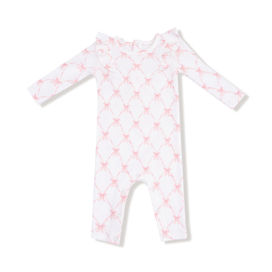 Angel Dear LS Ruffle Romper Ribbon Bow Trellis