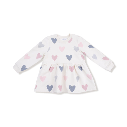 Angel Dear Drop Waist Dress Hearts French Terry