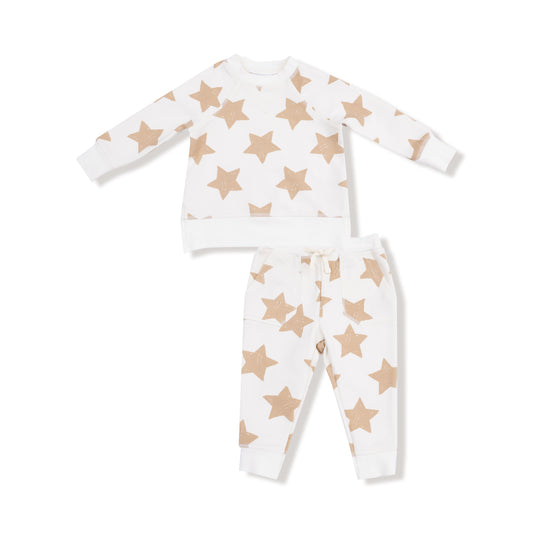 Angel Dear Raglan Sweatshirt + Jogger Set French Terry Stars