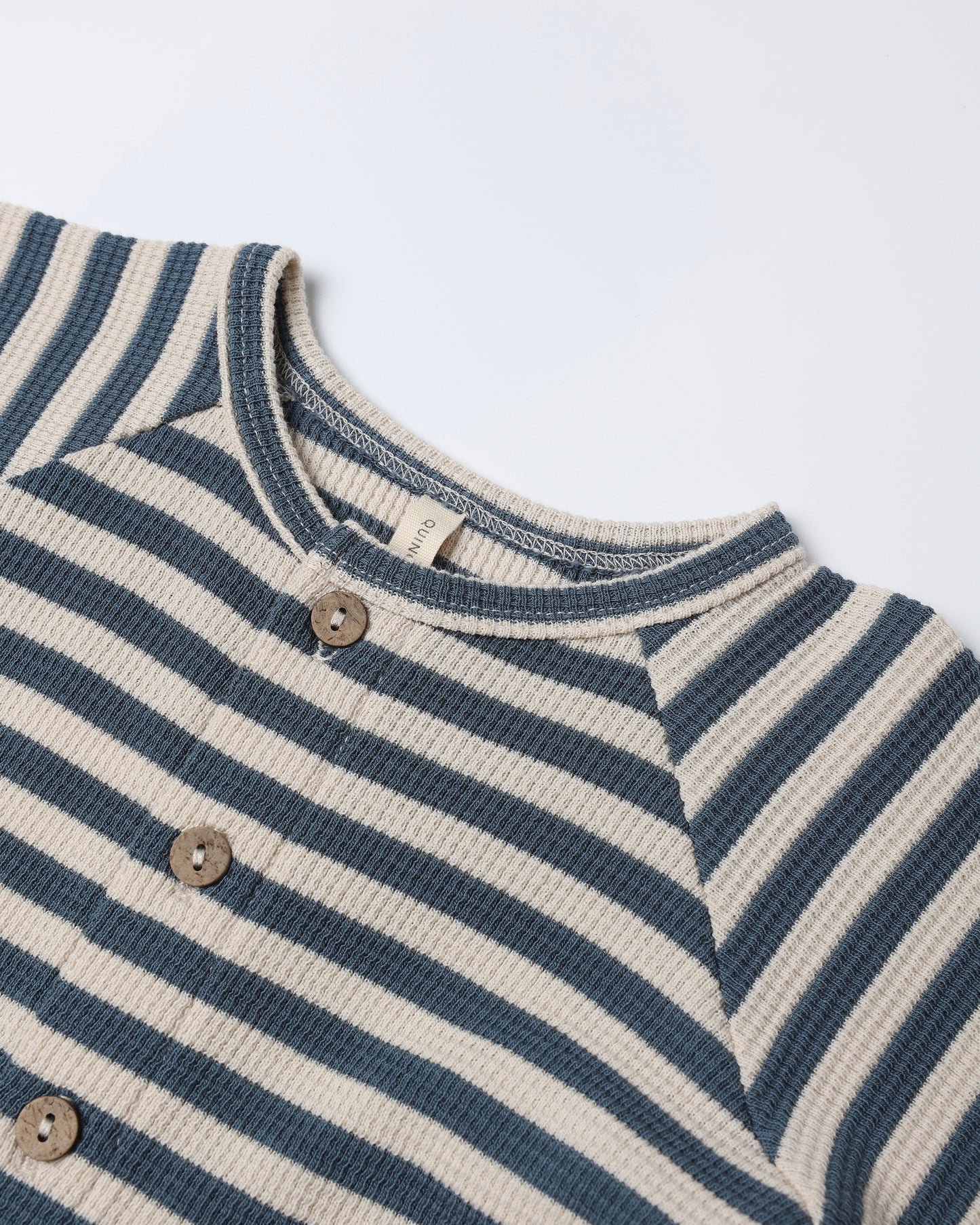 Quincy Mae Waffle Long Sleeve Jumpsuit Ocean Stripe