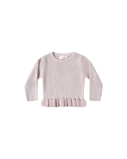 Quincy Mae Rib Knit Peplum Top Lilac