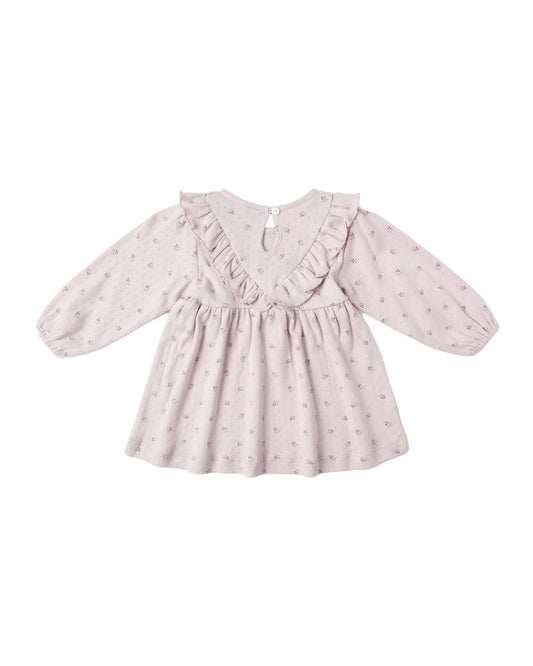 Quincy Mae Long Sleeve Ruffle V Dress Lilac Ditsy