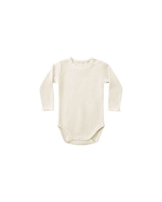 Quincy Mae Waffle Long Sleeve Bodysuit Natural