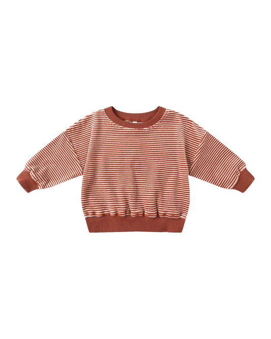 Quincy Mae Velour Relaxed Sweatshirt Candy Stripe