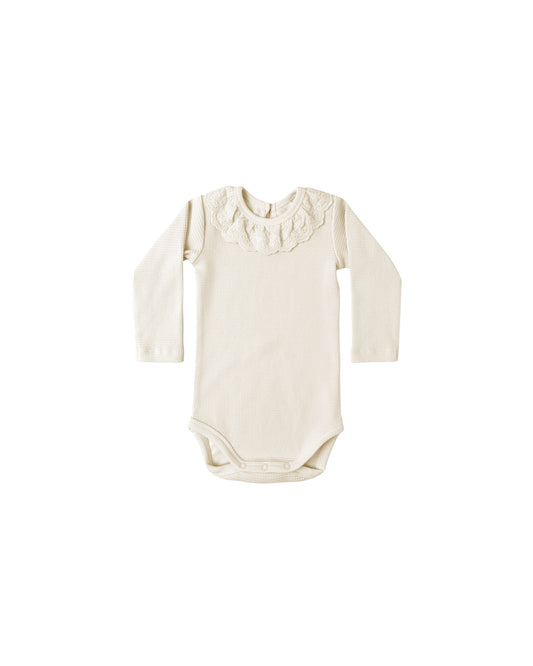 Quincy Mae Ruffle Collar Bodysuit Natural