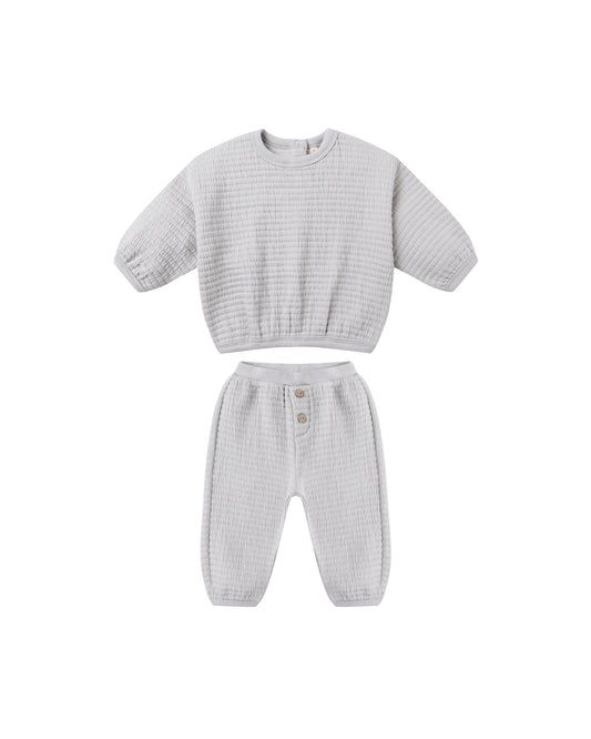 Quincy Mae Textured Sweat Set Frost