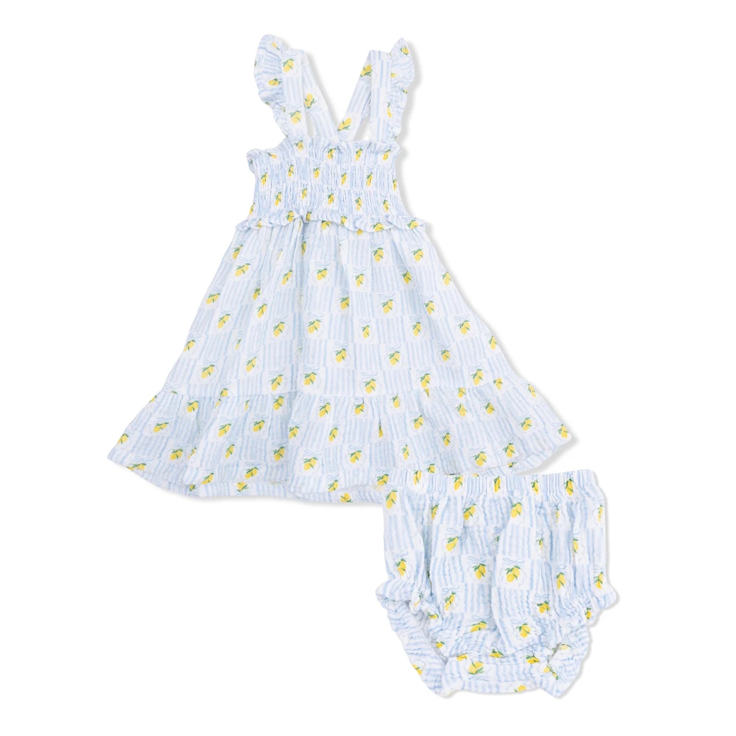 Angel Dear Lovely Lemons - Smocked Ruffle Sundress with Bloomer