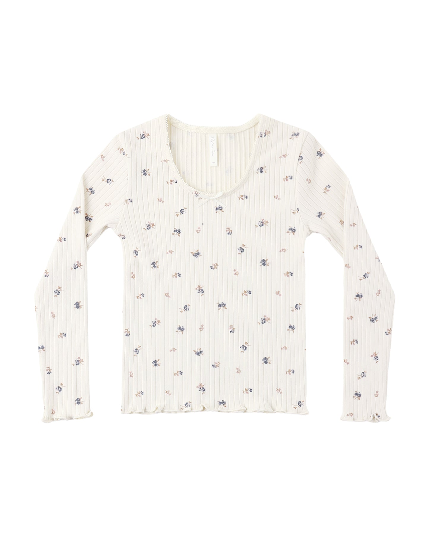 Rylee + Cru Ribbed Long Sleeve Natural Ditsy