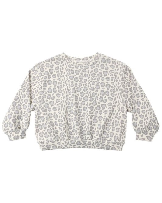 Rylee + Cru Oversized Sweatshirt Blue Leopard