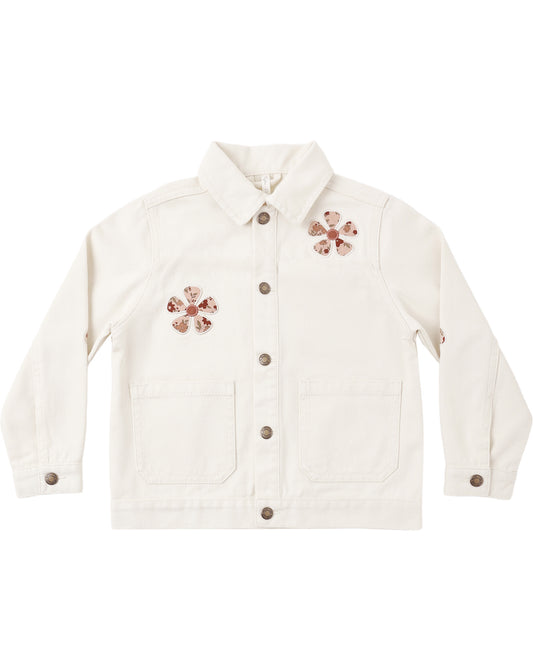 Rylee + Cru Denim Chore Coat Daisy Patches