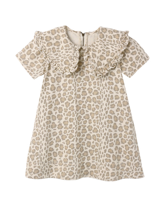 Rylee + Cru Collared Denim Mini Dress Leopard