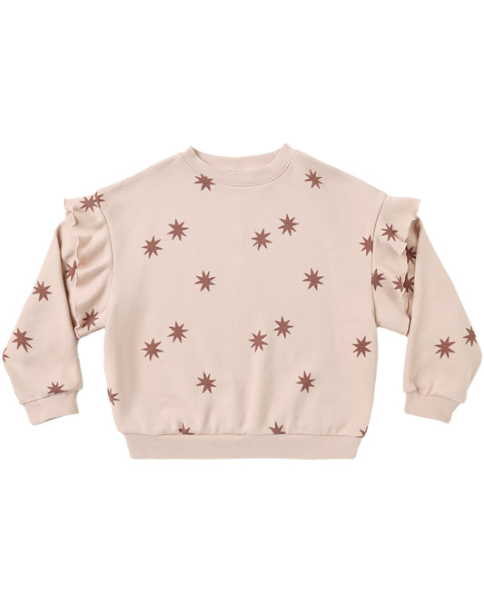 Rylee + Cru Ruffle Sweatshirt Clay Stars