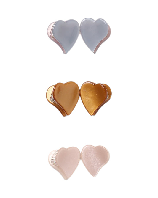 Rylee + Cru Heart Mini Clips Dusty Blue, Clay, Blush