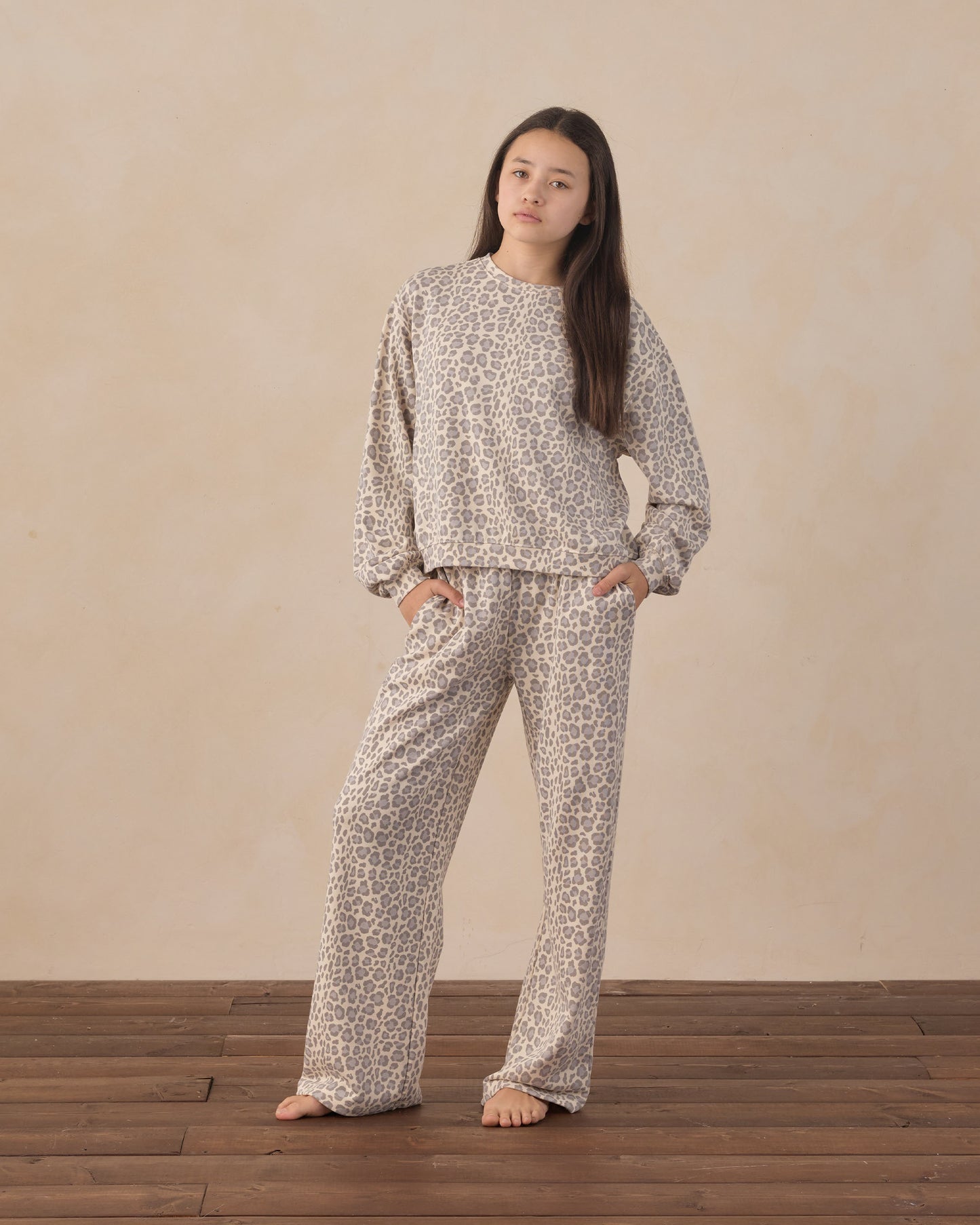 Rylee + Cru Teen Sweatpant Blue Leopard