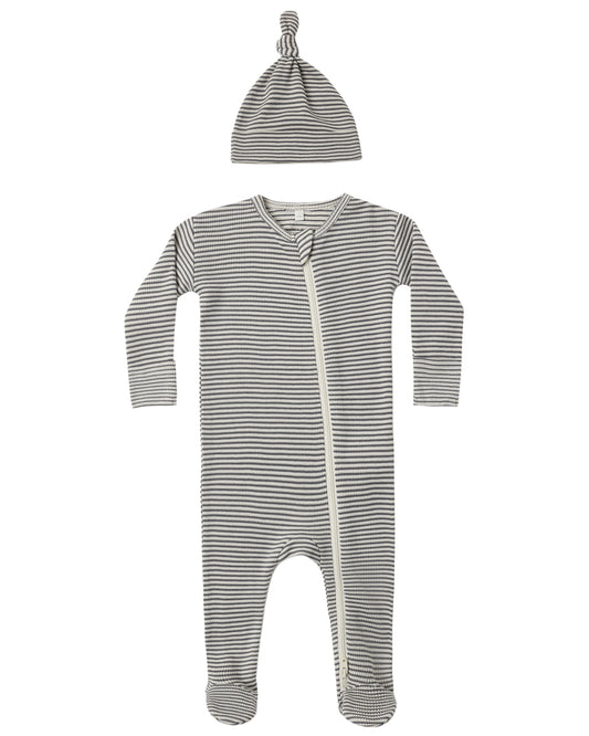 Quincy Mae Waffle Sleep Set Midnight Microstripe